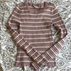Lavender striped long sleeve tee